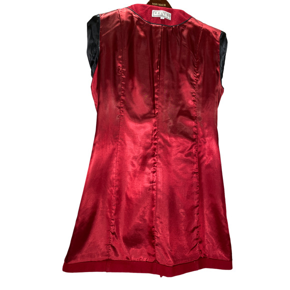 Twee PELLE Studio Womens Medium Button Wool Blend Red Walking Pea Mob Wife Coat - Picture 6 of 11